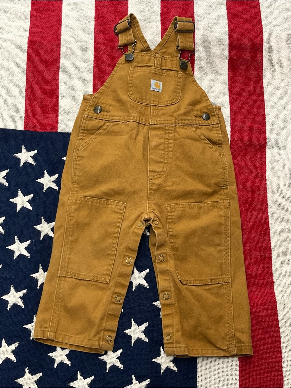 Carhartt Kids' Brown/Tan Duck Canvas Overalls Size 12 Months